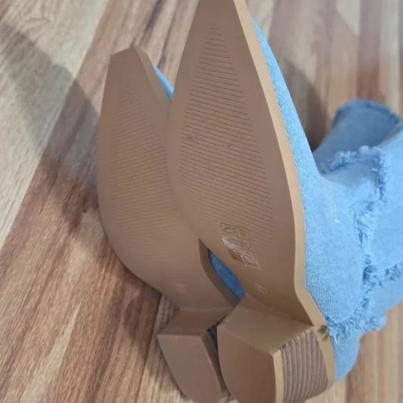 Frayed Denim Pullon Mid Calf Boots Womens 37 - Picture 4 of 7